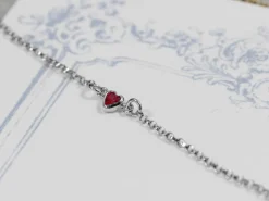 Sterling Silver Cubic Zirconia Heart Bezel Connector Ruby, 3mm