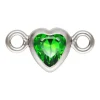 Sterling Silver Cubic Zirconia Heart Bezel Connector Green, 3mm