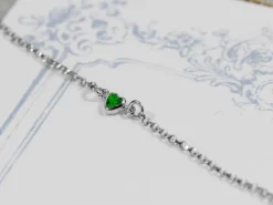 Sterling Silver Cubic Zirconia Heart Bezel Connector Green, 3mm