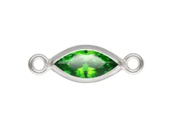 Sterling Silver Cubic Zirconia Marquise Bezel Connector Green, 3mm X 6.0mm