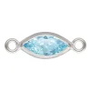 Sterling Silver Cubic Zirconia Marquise Bezel Connector Aquamarine, 3mm X 6.0mm
