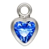 Sterling Silver Cubic Zirconia Heart Bezel Drop Connector Sapphire, 3mm