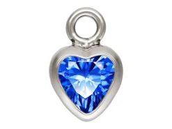 Sterling Silver Cubic Zirconia Heart Bezel Drop Connector Sapphire, 3mm