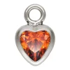 Sterling Silver Cubic Zirconia Heart Bezel Drop Connector Ruby, 3mm