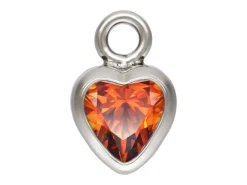 Sterling Silver Cubic Zirconia Heart Bezel Drop Connector Ruby, 3mm