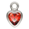 Sterling Silver Cubic Zirconia Heart Bezel Drop Connector Garnet, 3mm