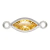 Sterling Silver Cubic Zirconia Marquise Bezel Connector Champagne, 3mm X 6.0mm