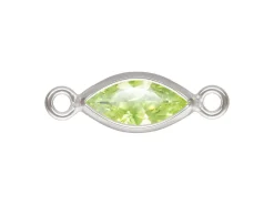 Sterling Silver Cubic Zirconia Marquise Bezel Connector Lime, 3mm X 6.0mm