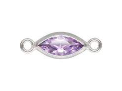 Sterling Silver Cubic Zirconia Marquise Bezel Connector Light Amethyst, 3mm X 6.0mm