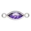 Sterling Silver Cubic Zirconia Marquise Bezel Connector Amethyst, 3mm X 6.0mm