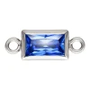 Sterling Silver Cubic Zirconia Rectangle Bezel Connector Sapphire, 3mm X 5mm