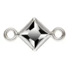 Sterling Silver Cubic Zirconia Square Bezel Connector Black, 3mm