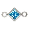 Sterling Silver Cubic Zirconia Square Bezel Connector Swiss Blue, 3mm