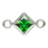 Sterling Silver Cubic Zirconia Square Bezel Connector Green, 3mm