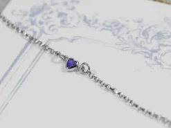 Sterling Silver Cubic Zirconia Heart Bezel Connector Swiss Blue, 3mm