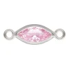 Sterling Silver Cubic Zirconia Marquise Bezel Connector Pink, 3mm X 6.0mm