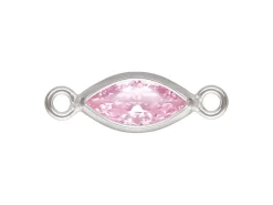 Sterling Silver Cubic Zirconia Marquise Bezel Connector Pink, 3mm X 6.0mm
