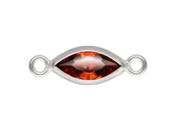 Sterling Silver Cubic Zirconia Marquise Bezel Connector Garnet, 3mm X 6.0mm