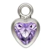 Sterling Silver Cubic Zirconia Heart Bezel Drop Connector Light Amethyst, 3mm