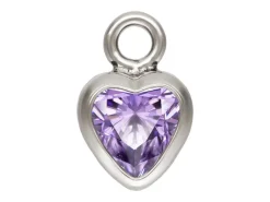 Sterling Silver Cubic Zirconia Heart Bezel Drop Connector Light Amethyst, 3mm