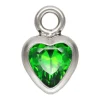 Sterling Silver Cubic Zirconia Heart Bezel Drop Connector Green, 3mm