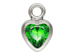 Sterling Silver Cubic Zirconia Heart Bezel Drop Connector Green, 3mm
