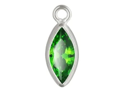 Sterling Silver Cubic Zirconia Marquise Bezel Drop Connector Green, 3mm X 6.0mm