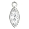 Sterling Silver Cubic Zirconia Marquise Bezel Drop Connector White, 3mm X 6.0mm
