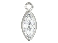 Sterling Silver Cubic Zirconia Marquise Bezel Drop Connector White, 3mm X 6.0mm