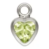 Sterling Silver Cubic Zirconia Heart Bezel Drop Connector Lime, 3mm