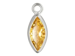 Sterling Silver Cubic Zirconia Marquise Bezel Drop Connector Champagne, 3mm X 6.0mm