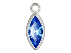 Sterling Silver Cubic Zirconia Marquise Bezel Drop Connector Sapphire, 3mm X 6.0mm