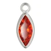 Sterling Silver Cubic Zirconia Marquise Bezel Drop Connector Ruby, 3mm X 6.0mm