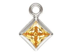 Sterling Silver Cubic Zirconia Square Bezel Drop Connector Champagne, 3mm