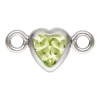 Sterling Silver Cubic Zirconia Heart Bezel Connector Lime, 3mm