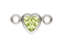 Sterling Silver Cubic Zirconia Heart Bezel Connector Lime, 3mm