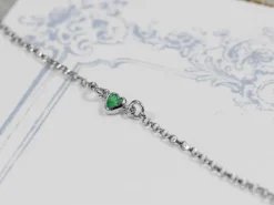 Sterling Silver Cubic Zirconia Heart Bezel Connector Lime, 3mm
