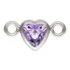 Sterling Silver Cubic Zirconia Heart Bezel Connector Light Amethyst, 3mm