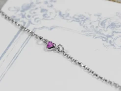 Sterling Silver Cubic Zirconia Heart Bezel Connector Light Amethyst, 3mm