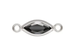 Sterling Silver Cubic Zirconia Marquise Bezel Connector Black, 3mm X 6.0mm