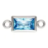 Sterling Silver Cubic Zirconia Rectangle Bezel Connector Swiss Blue, 3mm X 5mm