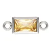 Sterling Silver Cubic Zirconia Rectangle Bezel Connector Champagne, 3mm X 5mm