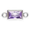 Sterling Silver Cubic Zirconia Rectangle Bezel Connector Light Amethyst, 3mm X 5mm