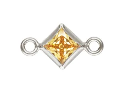 Sterling Silver Cubic Zirconia Square Bezel Connector Champagne, 3mm