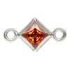 Sterling Silver Cubic Zirconia Square Bezel Connector Ruby, 3mm