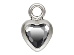 Sterling Silver Cubic Zirconia Heart Bezel Drop Connector Black, 3mm
