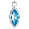 Sterling Silver Cubic Zirconia Marquise Bezel Drop Connector Swiss Blue, 3mm X 6.0mm