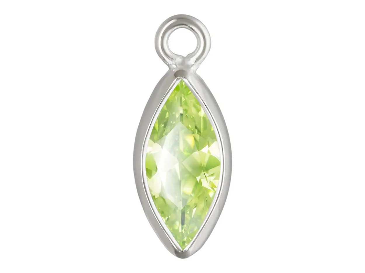 Sterling Silver Cubic Zirconia Marquise Bezel Drop Connector Lime, 3mm X 6.0mm