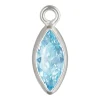 Sterling Silver Cubic Zirconia Marquise Bezel Drop Connector Aquamarine, 3mm X 6.0mm