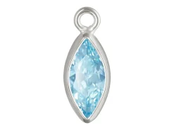 Sterling Silver Cubic Zirconia Marquise Bezel Drop Connector Aquamarine, 3mm X 6.0mm